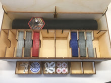 Playmat, card decks and tokens storage box with customisable engraving