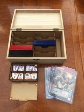 Medium wooden box card deck and token storage with customisable engraving.