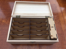 Medium wooden box card deck and token storage with customisable engraving.