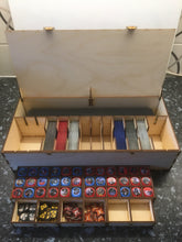 Playmat, card decks and tokens storage box with customisable engraving