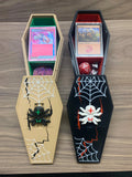 Coffin shaped Deck box, token storage, dice holder suitable for games like magic the gathering, pokemon etc
