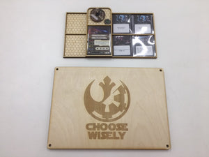 X-wing 2.0 template tray with magnetic lid and customisable engraving - compact version