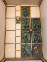 Miniature storage tray insert with flames of war large base sized cut outs