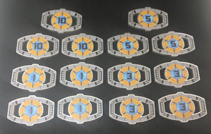 Matrix of leadership style large damage tokens. Colour printed, scratch resistant. Double sided.