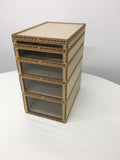 Miniature storage tray insert with flames of war medium base sized cut outs