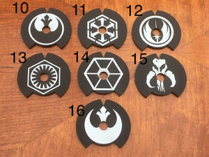 Acrylic dial covers compatible with Star Wars X-wing miniatures game