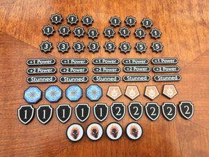 Keyforge compatible matt black acrylic tokens