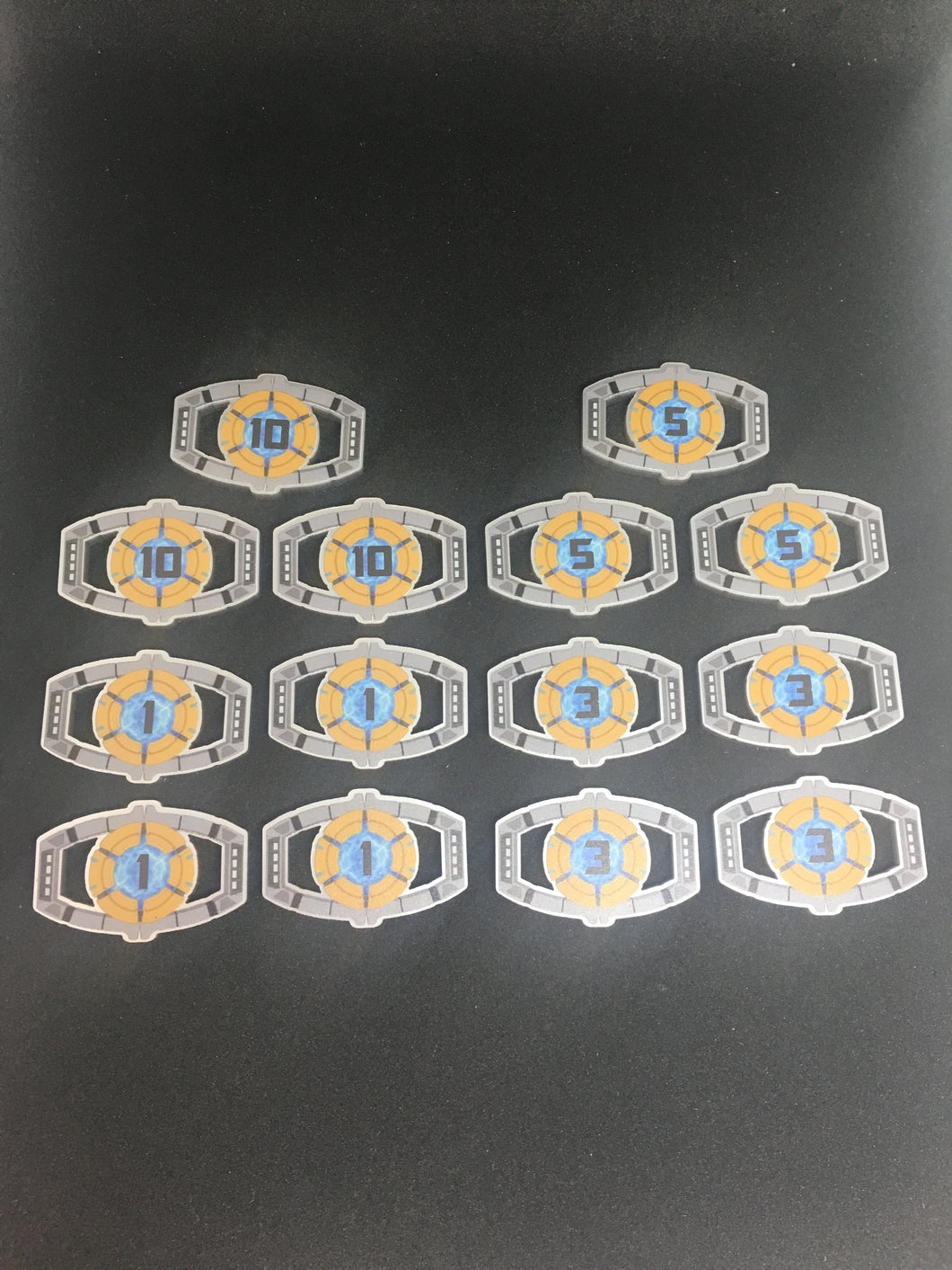 Matrix of leadership style large damage tokens. Colour printed, scratch resistant. Double sided.