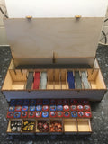 Playmat, card decks and tokens storage box compatible with games like Marvel Champions, keyforge, magic the gathering, pokemon etc
