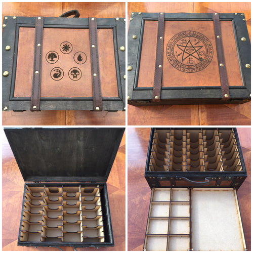 Vintage style card storage box with customisable engraving - large