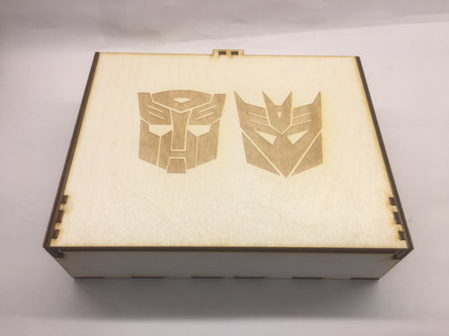 Transformers inspired storage/tournament box  with customised engraving