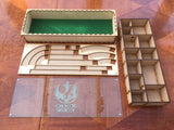 X-wing 2.0 compatible magnetic stacking boxes/trays. Customisable engraved lids.